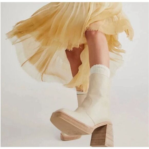 Free People Ruby Platform Bootie (Women) Bone New Size 38.5 NIB